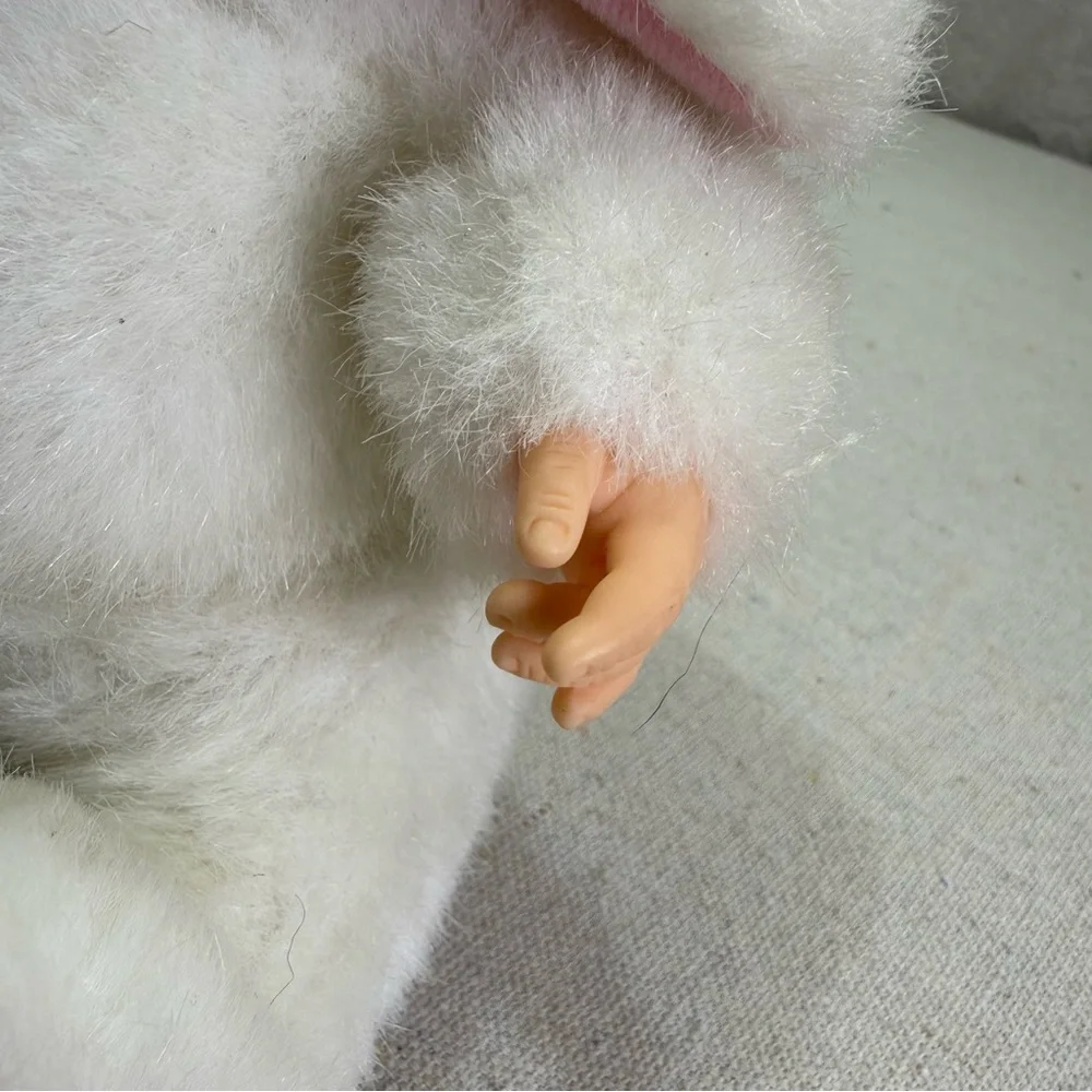 Vintage Anne Geddes Baby Bunnies White Bunny Plush Beanie Soft Toy Doll 1997